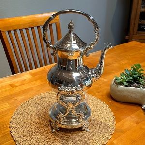 Antique Towle Silverplate Tilting Swinging Coffee Tea Server Pot w/Warmer Stand